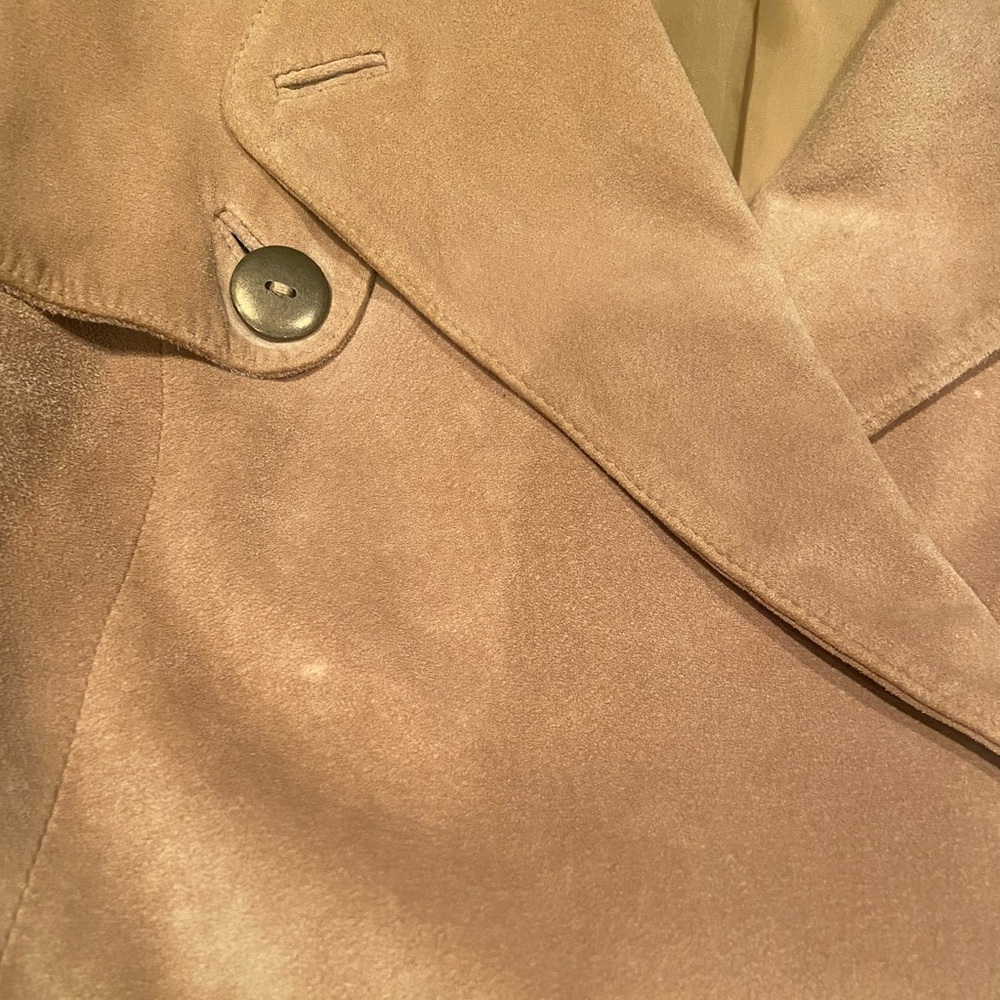 Moda International Vintage Tan Suede Belted Jacket fully lined - Picture 8 of 9